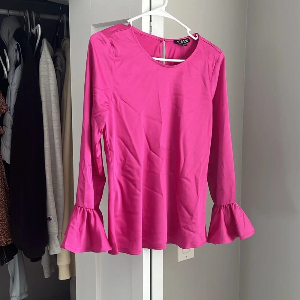 J. Crew Pink Satin Shirt, NWT - Picture 2 of 6